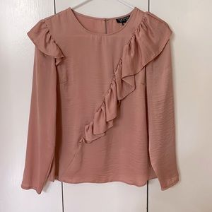 Topshop Satin Ruffle Top